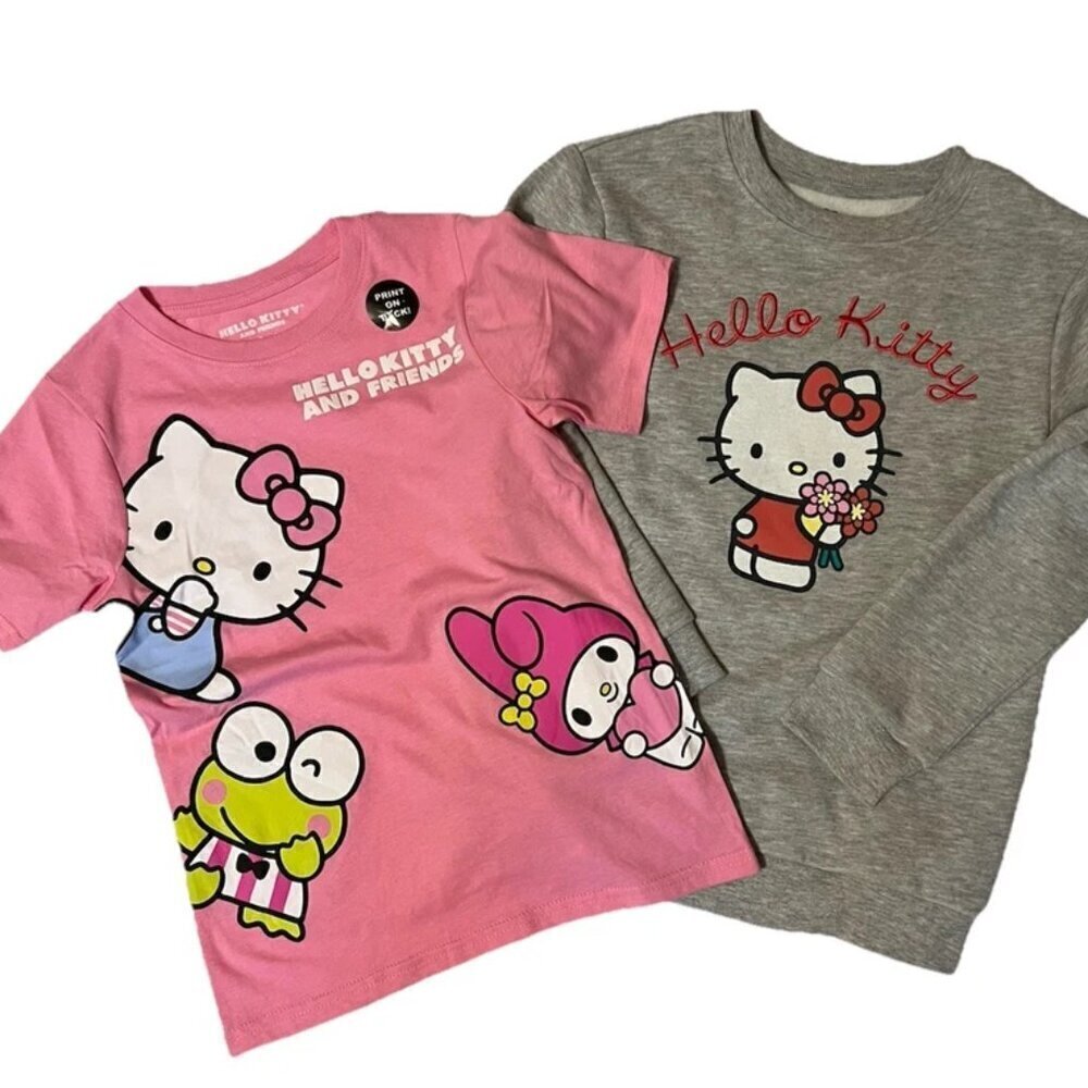 NEW 2pc Sanrio Hello Kitty & Friends Sweatshirt & T-shirt - Girls Large 12/14